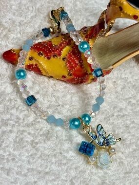 Blue Crystal Butterfly Charm Bracelet by BLING BY MANDY